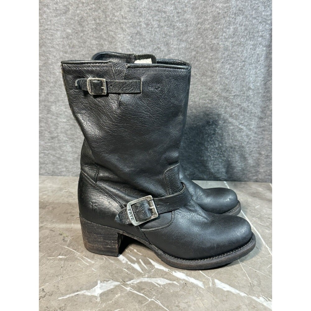 Frye Veronica Short Slouchy Boot Heeled Motor Black Size Women’s  7.5 B B28